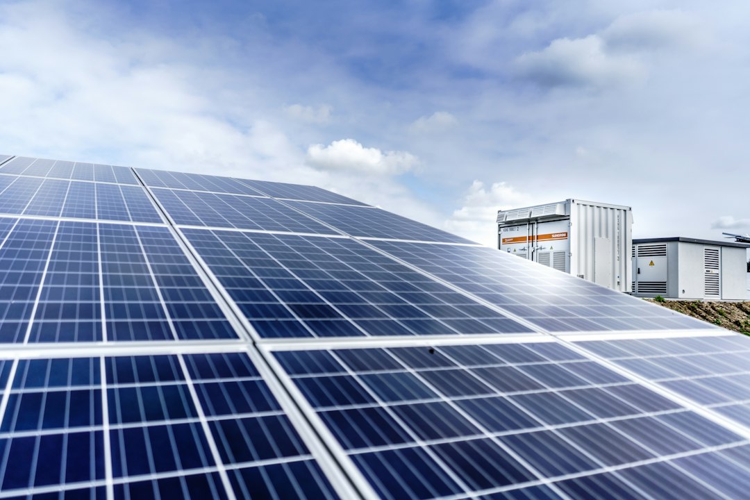 Photovoltaic panels beside industrial facilities